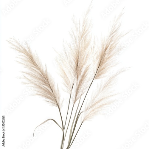 Elegant pampas grass isolated on a transparent or white background, perfect for wedding invitations or postcards. photo