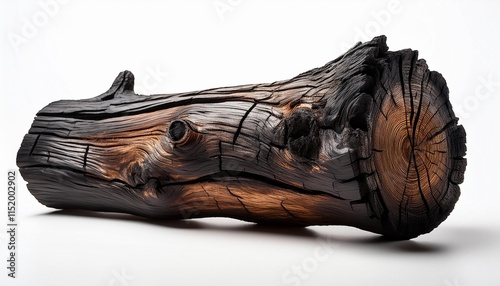 burnt wood isolated on white