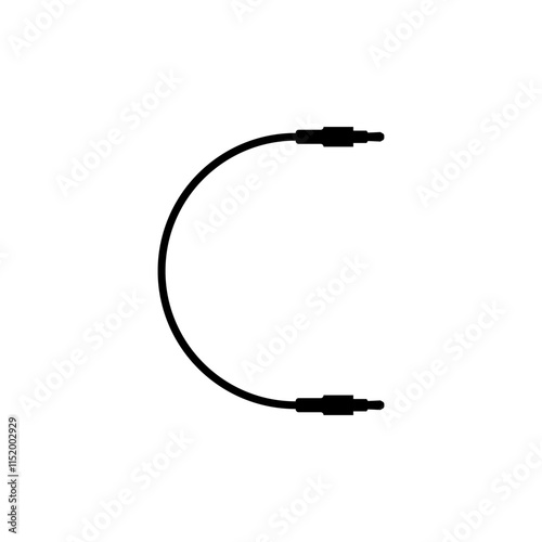 Audio cable with long round wire and two connectors.