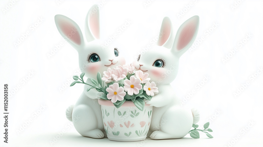 Obraz premium Easter bunny with flowers