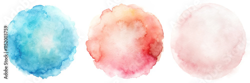 Soft watercolor circles in blue, peach, and pink hues create a calming artistic background.