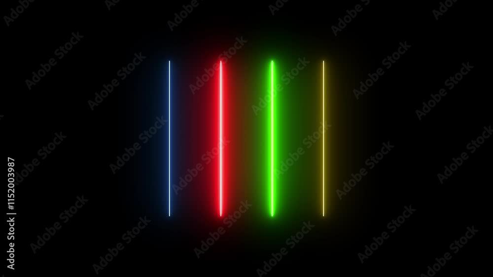 glowing neon line Flashing and flicker on black background. glowing neon line Flashing and flicker on black background.