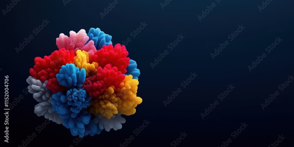 Fototapeta premium Colorful Abstract Composition with Flower Shapes Against Dark Background