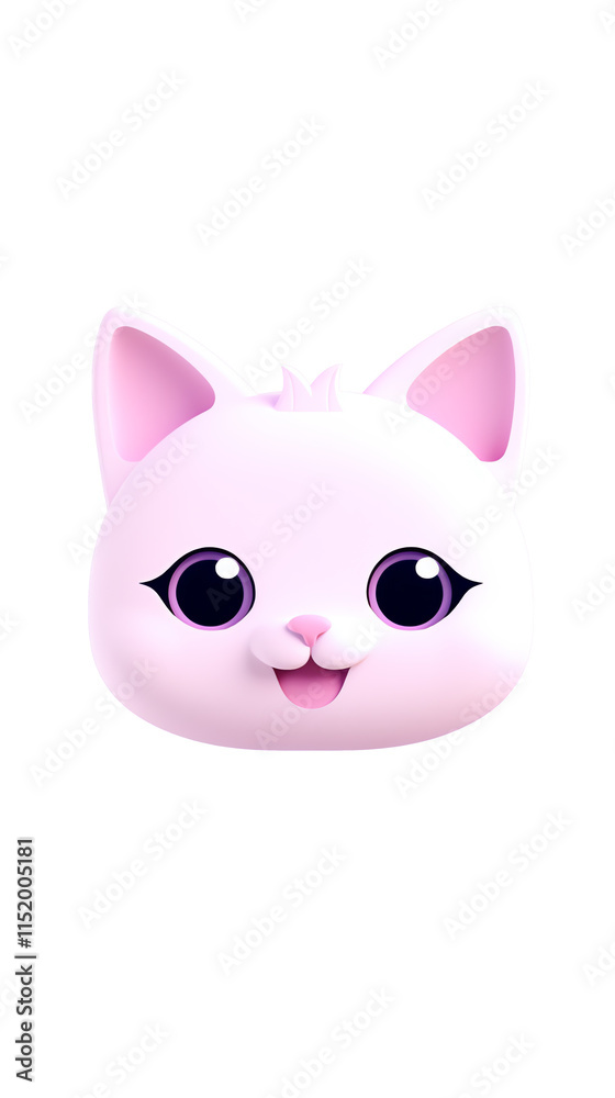 a cartoon cat face with pink ears a cartoon cat face with pink ears