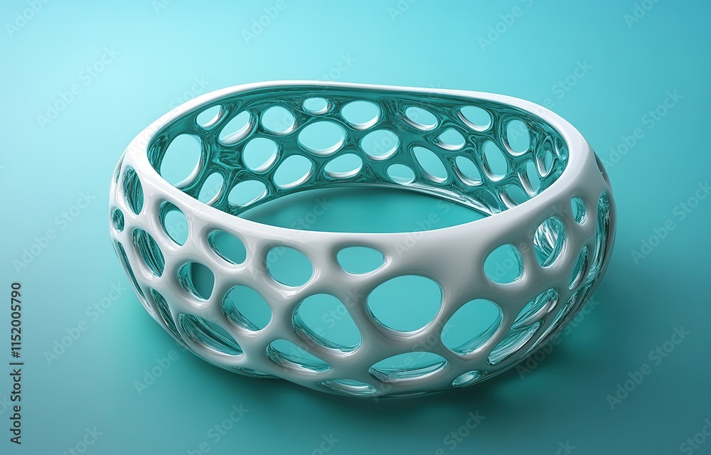 3D render of a minimalistic abstract bangle made from intricate organic shapes 3D render of a minimalistic abstract bangle made from intricate organic shapes