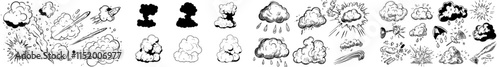 Comic-style fart cloud. Unpleasant stink balloon. Cartoon smoke gas cloud. Explosive, furious breath.