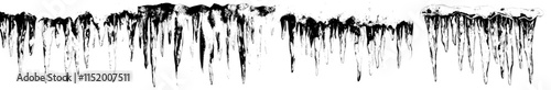 Several icicles are dripping water as they melt against a clean white background, forming a simple yet evocative scene of the shift from winter to spring.