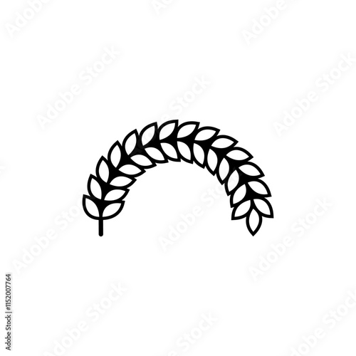 Bent semi circle spikelet. Semicircular curved round shape. 