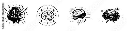 A depiction of a brain with lightning bolts, representing hyperactivity and mental energy.