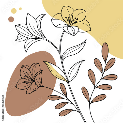 Minimalistic Floral Line Art