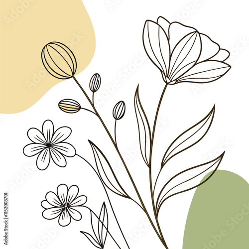 Minimalistic Floral Line Art