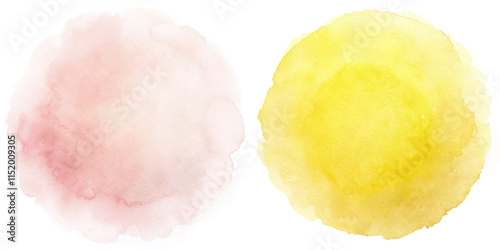 Gentle pink and bright yellow watercolor circles create a soft and uplifting artistic vibe.