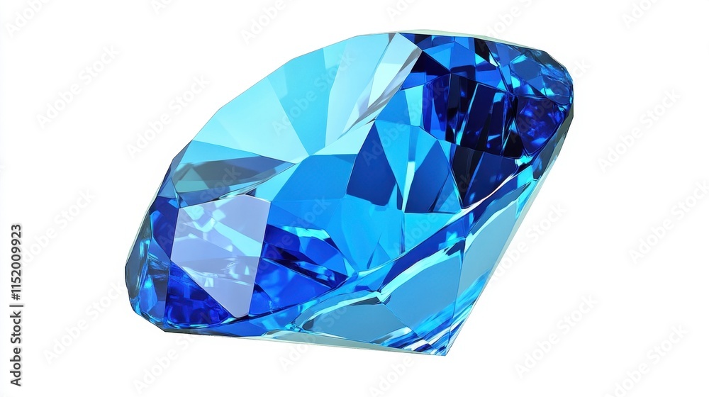 A blue crystal gem is depicted in isolation against a transparent background, showcasing its brilliant facets and vibrant color.