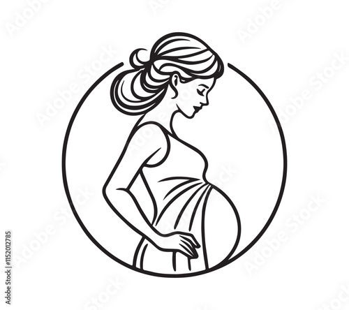pregnancy line art black and white