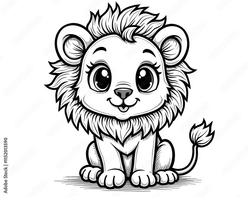 Baby Lion Cub with Cute Smile Drawing Baby Lion Cub with Cute Smile Drawing