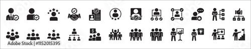 Leadership professional icon set. Task and job icons. Containing icons of  occupation, assignment, management, business, motivation, specialist, briefcase, accounting, list. Vector illustration