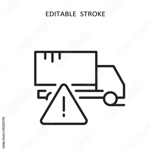 Commercial fleet icons with trucks, fleet management, line design. Vector illustration