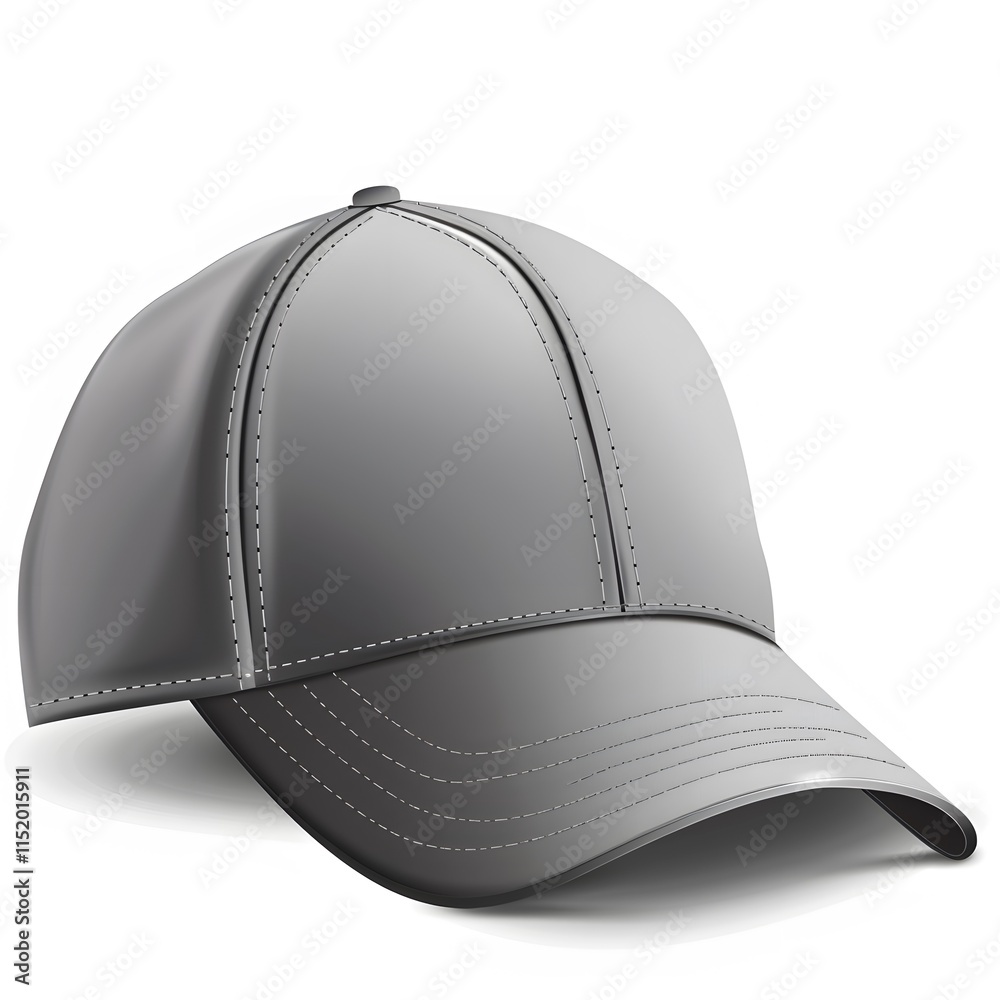 Sleek Grey Cap with Simple Design and Detailed Stitching Sleek Grey Cap with Simple Design and Detailed Stitching