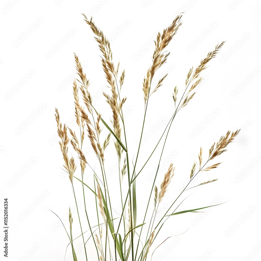 Elegant Dried Grass Stems on White Background for Natural Decor Elegant Dried Grass Stems on White Background for Natural Decor