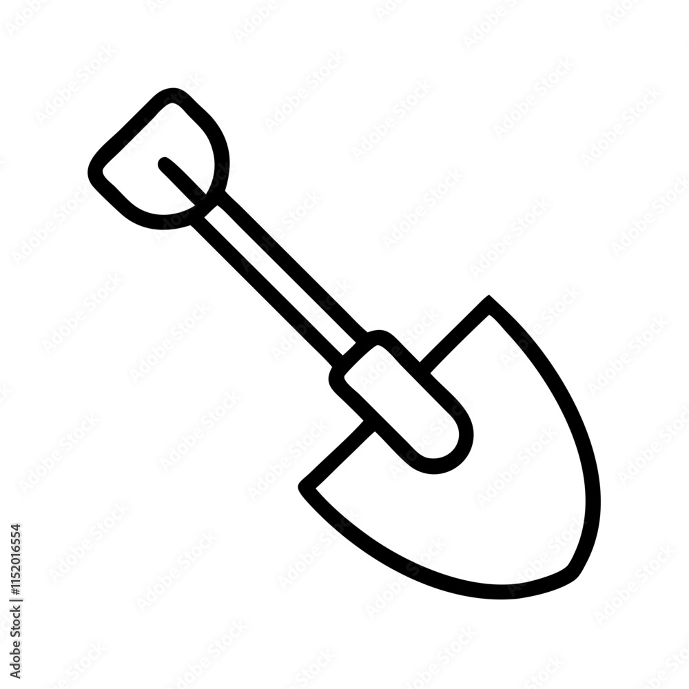 Line icon of a shovel, minimalistic design Line icon of a shovel, minimalistic design