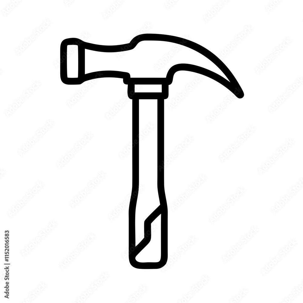 Line icon of a claw hammer, minimalistic design Line icon of a claw hammer, minimalistic design