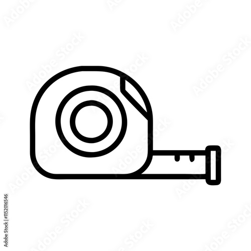 Line icon of a tape measure, minimalistic design