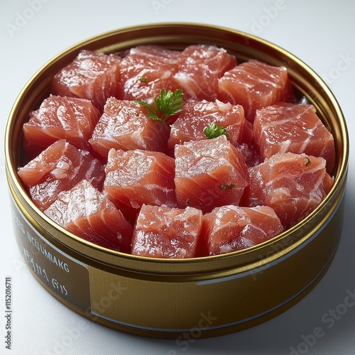 Eco-conscious packaging of canned albacore tuna with minimalist design.