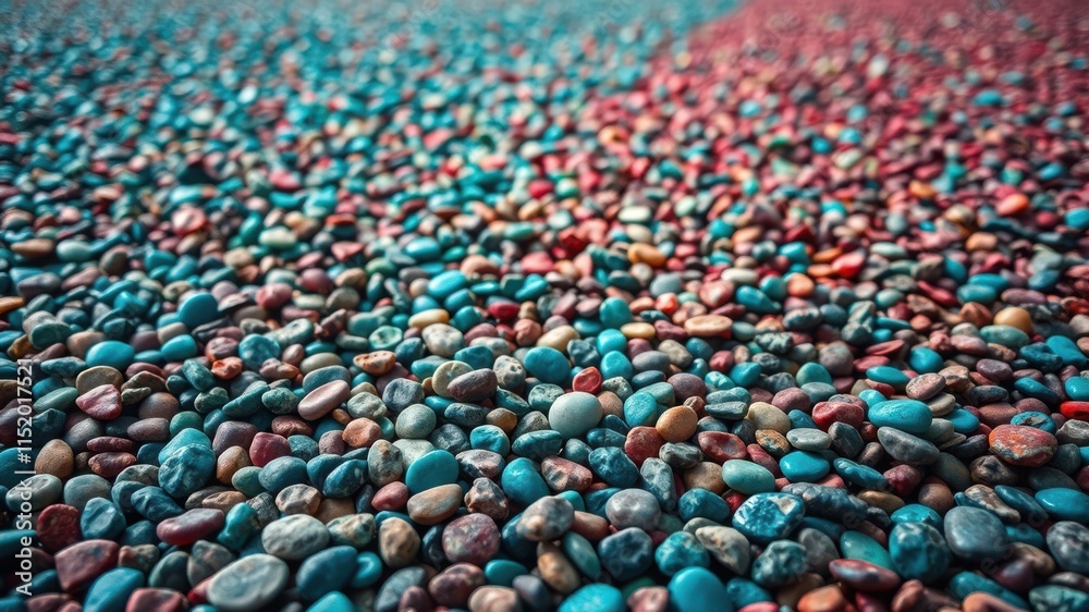 Fototapeta premium A close-up view of a textured surface composed of smooth, colorful pebbles, creating a visually appealing and calming abstract pattern.