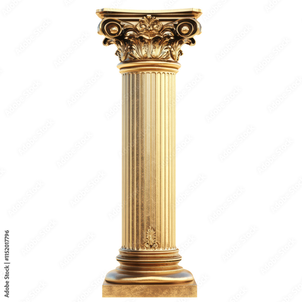 Set of golden column, classic antique gold pillar isolated on transparent background, PNG Set of golden column, classic antique gold pillar isolated on transparent background, PNG