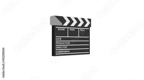 animated clapper board open and close. animation footage video on alpha channel(transparent) background.