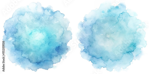 Two serene blue watercolor circles, perfect for calming backgrounds and artistic designs.