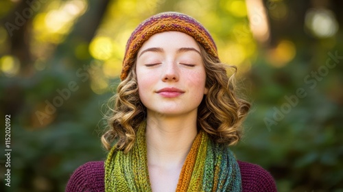The Serene Young Woman Outdoors