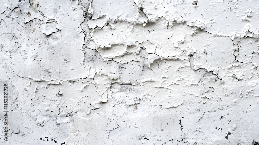 Fototapeta premium Cracked and Peeling White Paint on Weathered Wall Surface