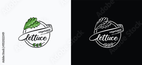 Lettuce vegetable logo design template, healthy vegetable food vector label symbol