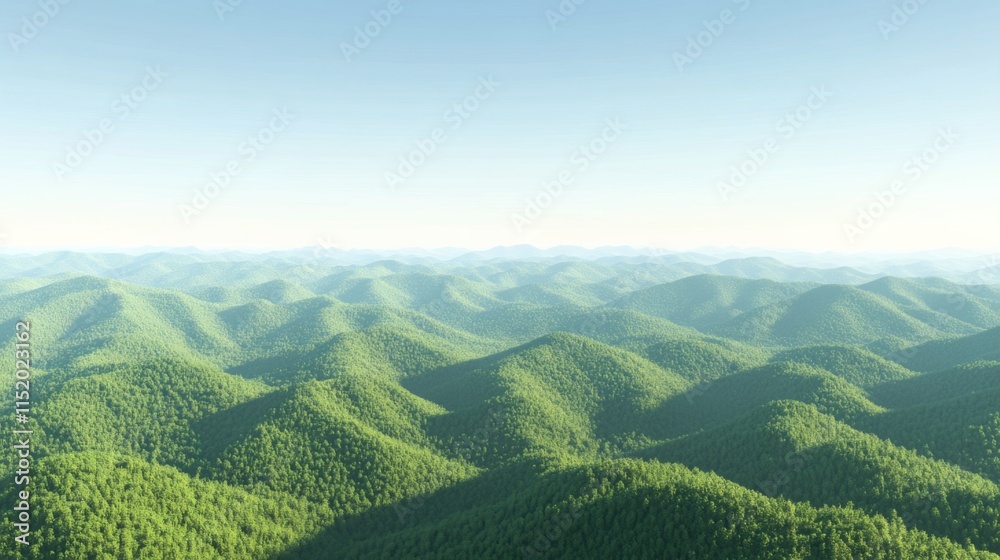 Fototapeta premium Lush Green Valleys with Soft Light and Panoramic View