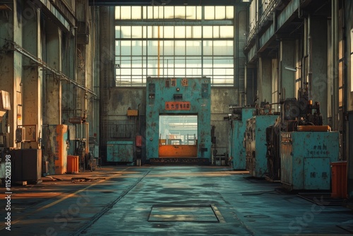 Industrial interior with machinery and workstations photo