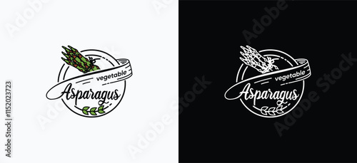 Asparagus vegetable logo design template, healthy vegetable food vector label symbol