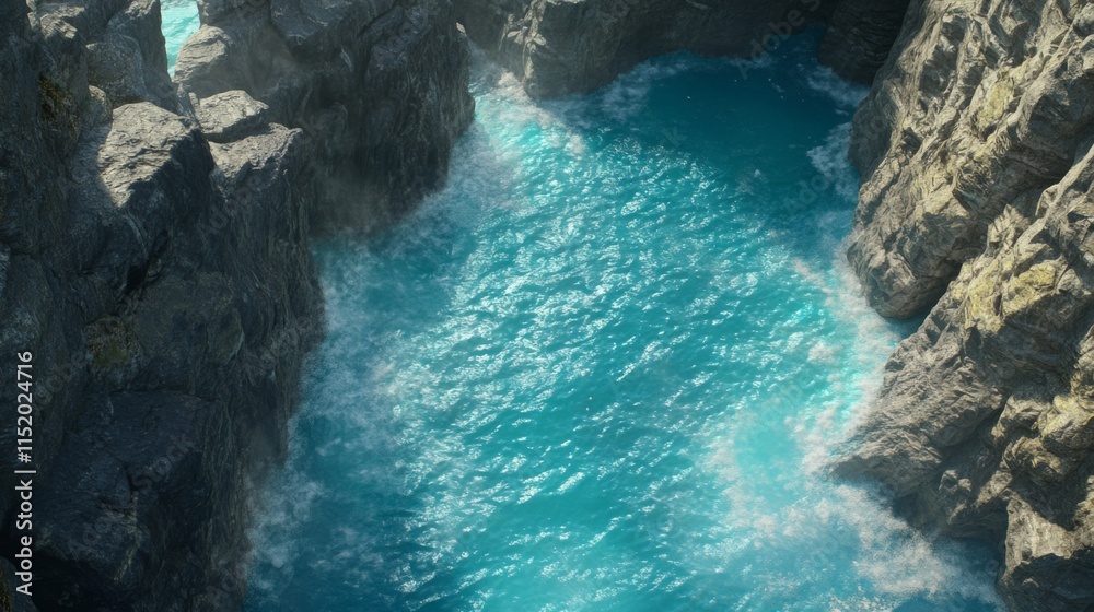 Obraz premium Rocky Cliffs with Crashing Waves and Natural Lighting