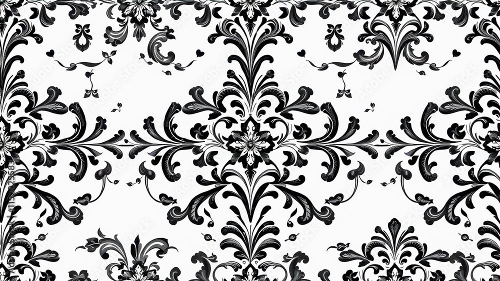 Seamless black and white damask pattern. Vector illustration. Seamless black and white damask pattern. Vector illustration.