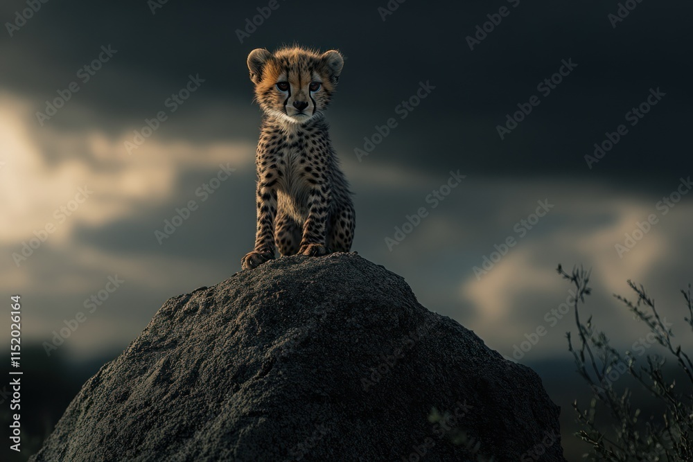 Obraz premium Cheetah Cub on Rock