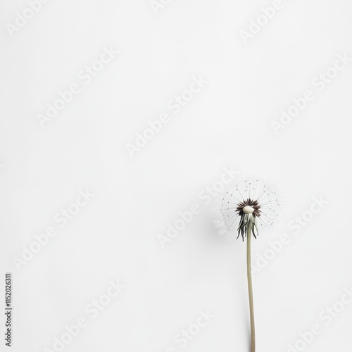 A dandelion on a white background, symbolizing condolence and support. photo