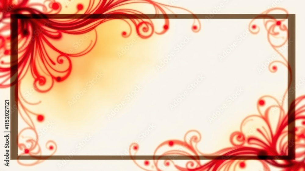 A minimalist white background with a subtle gradient of soft orange, adorned with vibrant red abstract floral patterns framing the center space A minimalist white background with a subtle gradient of soft orange, adorned with vibrant red abstract floral patterns framing the center space