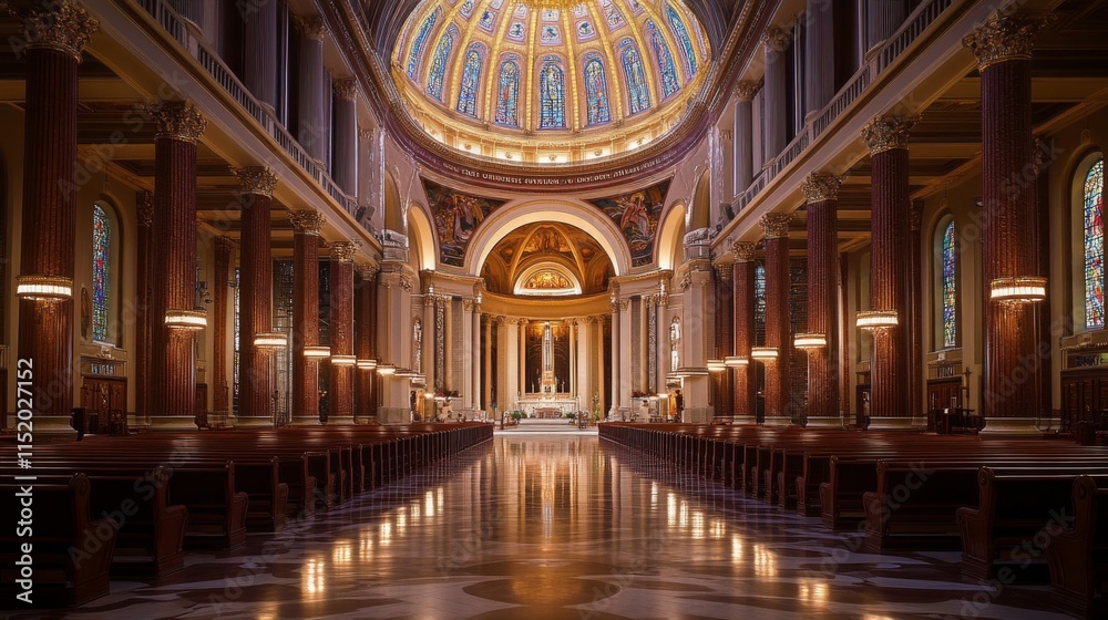 Obraz premium Serene Historic Cathedral with Soft Lighting