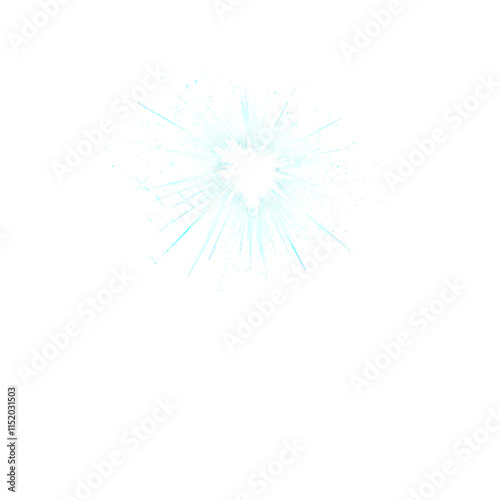 A radiant blue starburst effect with light streaks, a white transparent PNG background. photo