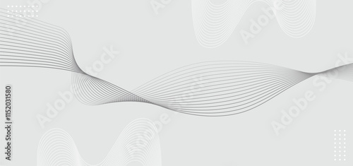 Abstract Gray Glowing Wave Lines on Gray Background - Modern Vector Illustration