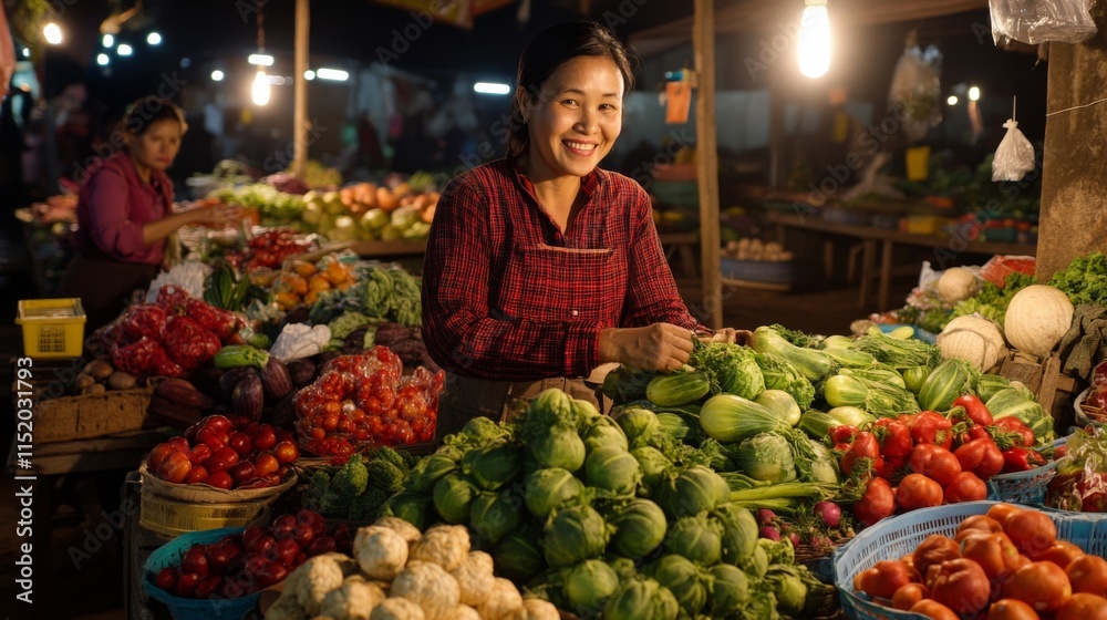 Vibrant Fresh Produce at Local Market Stall Vibrant Fresh Produce at Local Market Stall