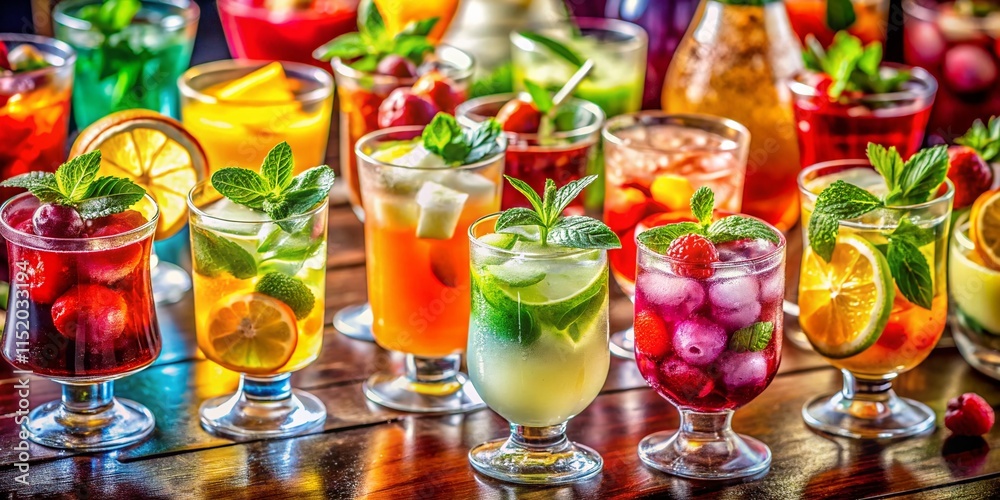 Colorful Mocktail Beverages Tilt-Shift Photography Colorful Mocktail Beverages Tilt-Shift Photography