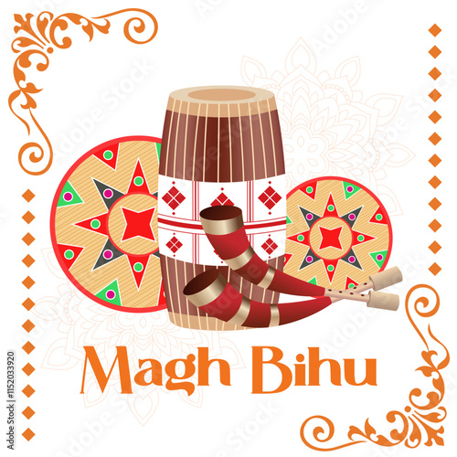 Magh Bihu  A vibrant Assamese festival celebrated with rhythmic Dhol beats melodious Pepa tunes intricate traditional designs and joyful cultural festivities