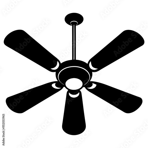 Ceiling fan silhouette vector illustration on white background