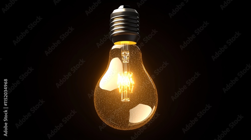 A glowing incandescent light bulb illuminating space. A glowing incandescent light bulb illuminating space.